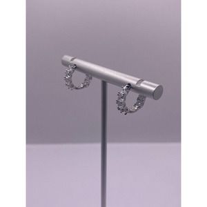 Hoop CZ Cluster Sterling Silver Earrings